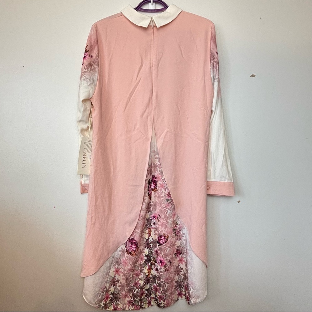 Famelin Women’s Modest Asymmetrical Tunic Long Sleeves Floral Dress Size Large - Picture 11 of 13